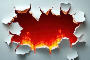 Fiery Inferno Bursting Through Cracked Wall - Abstract Background
