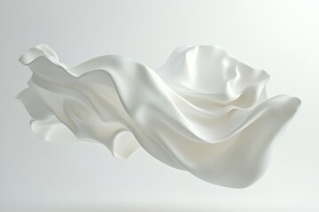 Elegant Flowing White Silk Satin Fabric: Luxurious Texture, Soft Drape, Airy Movement, Perfect for Fashion, Beauty, and Design Projects. High-resolution image showcasing the exquisite sheen and subtle