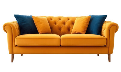 An orange three seater sofa