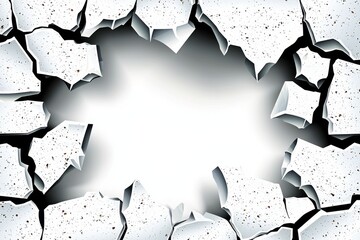 Cracked Concrete Wall with Hole - Abstract Background Texture
