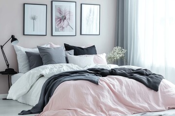 Elegant Pink and Grey Bedroom Decor