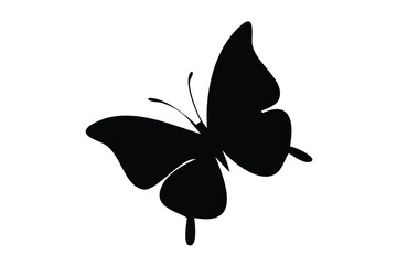 Flying butterfly silhouette, butterfly silhouette, butterfly silhouette, vector icon, Isolated on White Background