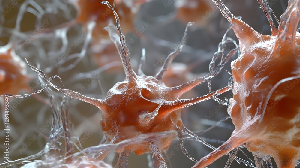 Poster vibrant neural connections an intricate maze of branching neurons forming a captivating scientific m