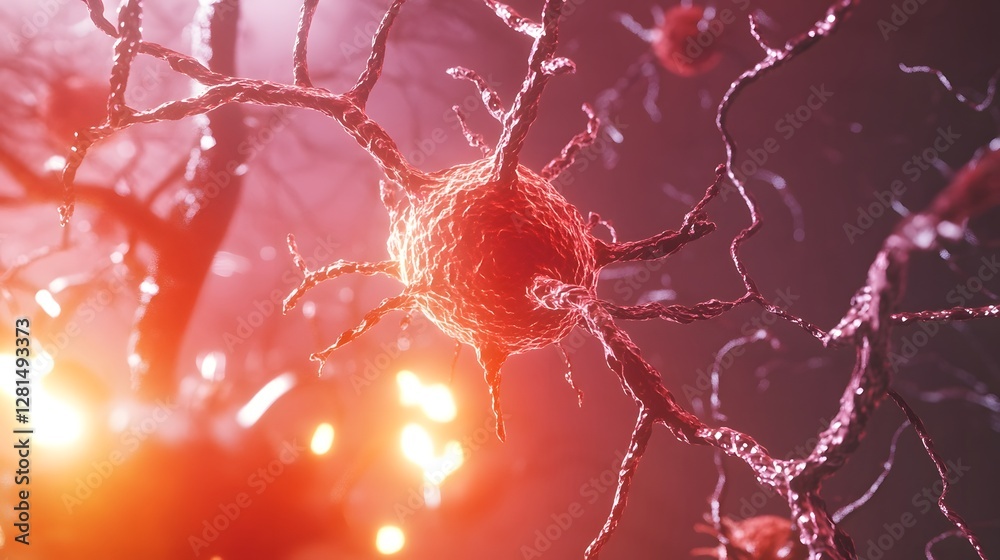 Poster Vibrant Neural Network   Intricate Synaptic Connections Pulsing with Energy in the Cerebral Cortex
