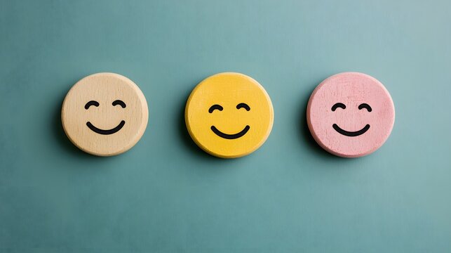 Naklejki Colorful Smiley Faces for Positive Vibes and Joyful Expression in Creative Settings. Customer Satisfaction Concept