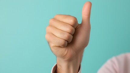 A Confident Thumbs Up Symbolizing Positivity and Satisfaction in a Professional Atmosphere. Customer Satisfaction Concept