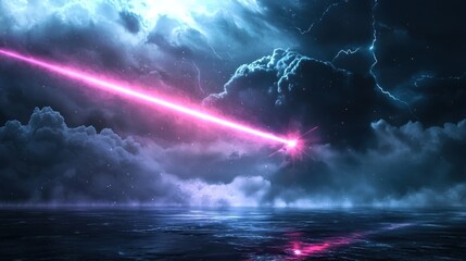 Cosmic Laser Beam over a Stormy Sea