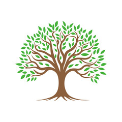 vector tree with green leaves