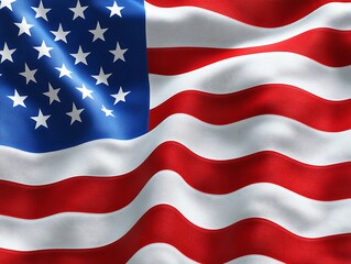 Obraz premium An American flag proudly waving in the winds gentle breeze