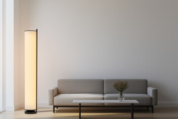 Modern Minimalist Living Room Interior Design with Floor Lamp