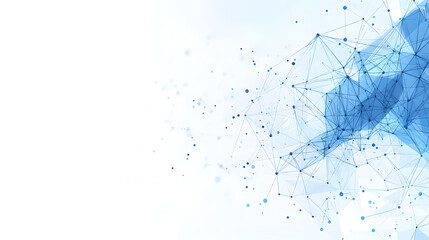 Abstract geometric background with blue lines and dots on a white background
