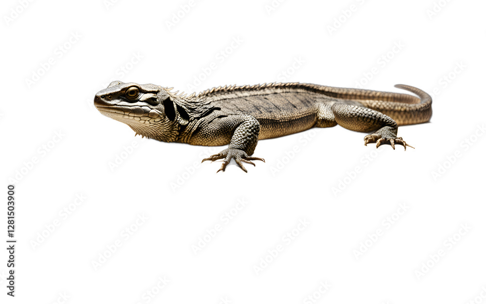 Poster A reptile basking platform made of natural stone, isolated on a empty plain background