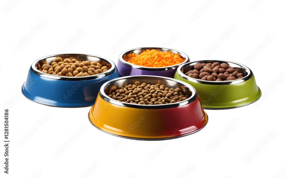 Aufkleber a set of colorful pet food bowls, isolated on a empty plain background