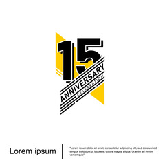 15th years anniversary celebration emblem. anniversary logo isolated with geometric badge on white background. vector illustration template design for web, flyers, poster, greeting card