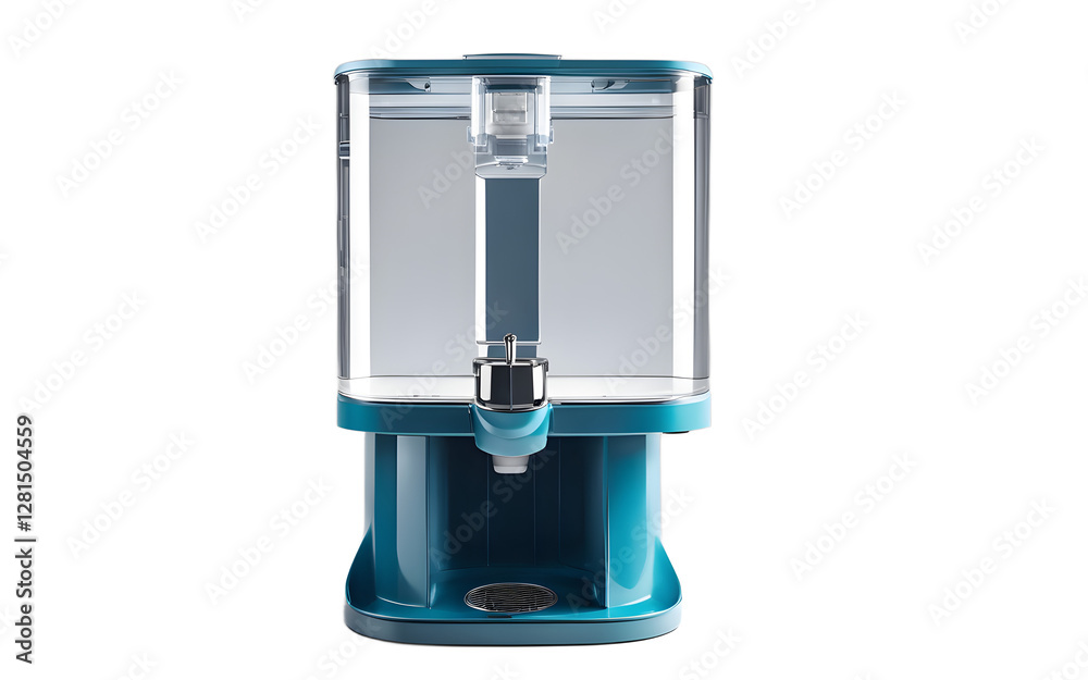 Poster A small pet water dispenser with an automatic refill system, isolated on a empty plain background