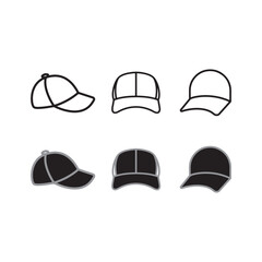 Set of liner stock hat icon or cap icon vector art