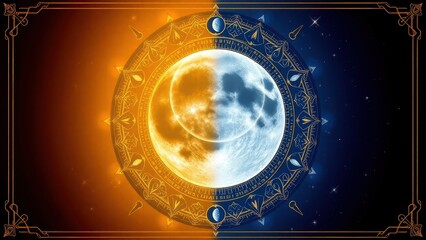 Moon in a frame with 2 gradient colors