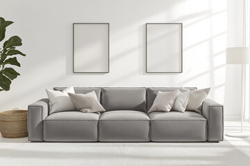 Fototapeta premium Modern Minimalist Living Room Interior Design Mockup