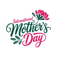 Happy Mothers Day lettering set. Handmade calligraphy vector illustration. Mother's day card with heart