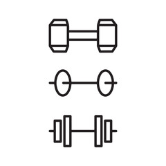 Set of dumble icon for gym and exercise with create liner stock outline
