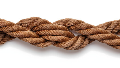 Obraz premium Close-up of braided natural rope on white background