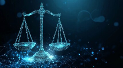 Digital Scales of Justice Icon: Law and Legal Concept

