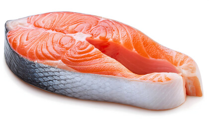Isolated salmon slice on white background
