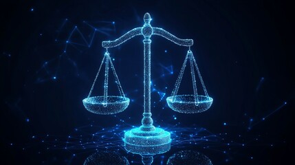 Digital Scales of Justice Icon: Law and Legal Concept

