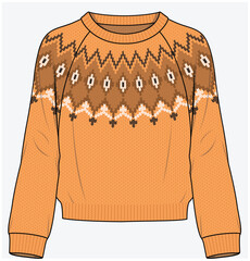 FAIR ISLE SWEATER FOR KID GIRLS, TEEN GIRLS AND WOMEN IN TRENDY PATTERN