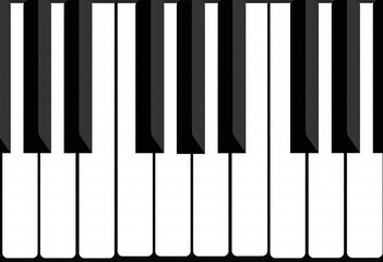 Fototapeta premium Flat Design Piano Keyboard: A Minimalist 2D Vector Art Piece Featuring Clean Lines, Simple Shapes, and a Plain, Uncluttered Look