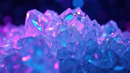 Small squares of ice cubes with blur photo