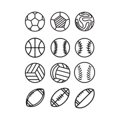 Set of different types of sports balls icon vector 