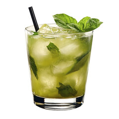 [Transparent Background PNG]Refreshing Green Mint Cocktail in Glass