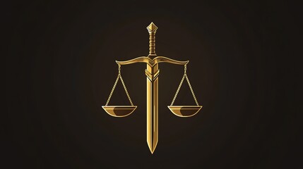 Prestige Law Firm Logo: Sword and Scale Icon in Gold
