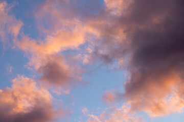 Pink and purple clouds creating a colorful sunset sky