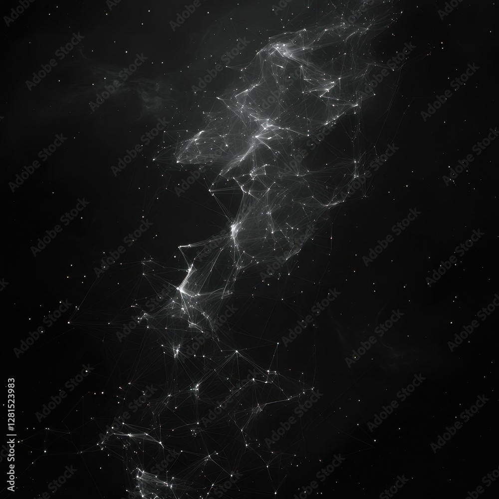 Poster Abstract Plexus Network Connection Background with Glowing Nodes and Lines in Dark Space