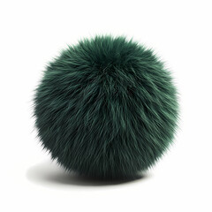 Plush green pom pom with soft fur texture and round shape. Generative AI