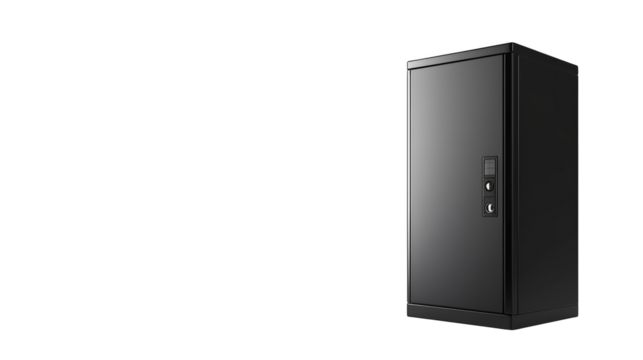 Modern black metal storage cabinet, secure and stylish solution for office or home organization