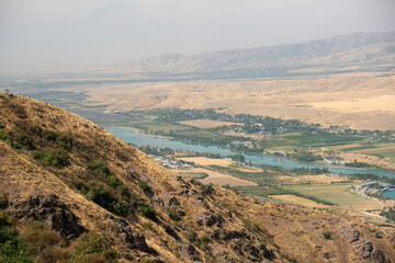 panorama of the river in the foothills of the Tien Shan