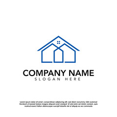 Blue and Black Modern Simple Real Estate Logo