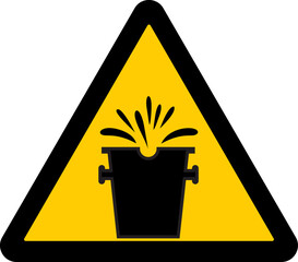 warning sign,  a bucket with liquid splashing out, potential leak, spill, or dripping hazard from above © cristina