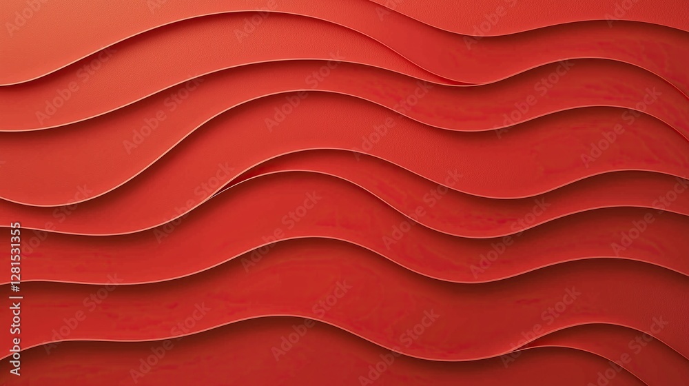 Poster Layered paper waves abstract coral pattern depth and texture in fluid design