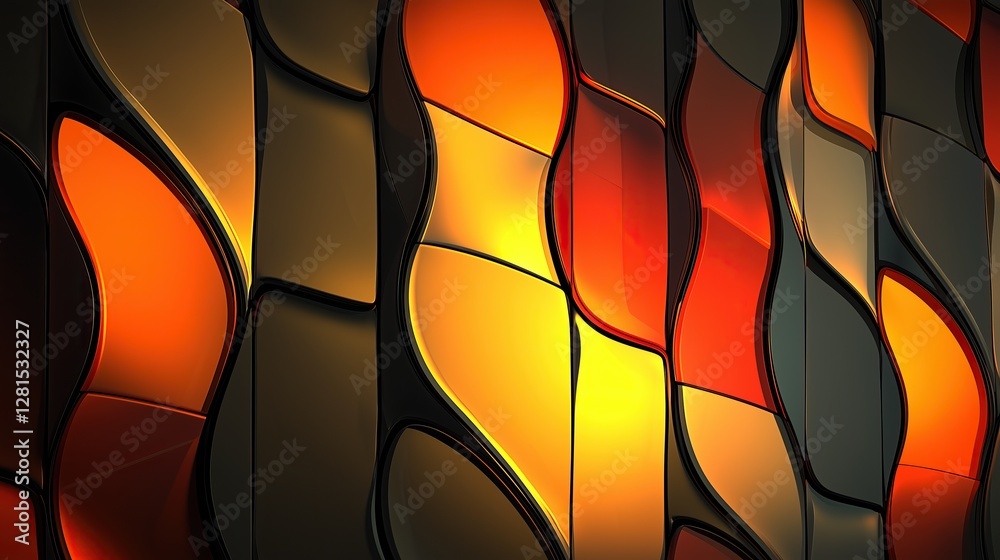 Poster abstract wall art with vibrant colors and curved lines dynamic and modern design in home decor