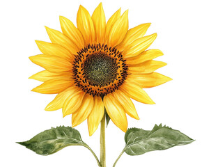Obraz premium Sunflower watercolor PNG clipart isolated on white background.