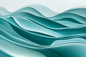 Illustration of an abstract wave pattern in shades of ocean blue and teal, with curved lines that mimic the ebb and flow of water. The smooth design evokes a sense of peace and movement.