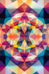 Obraz premium Illustration of a set of concentric triangles, each in a different color, creating a mesmerizing, kaleidoscope like effect. The geometric design is striking and perfect for modern, abstract art or