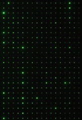 Obraz premium Brightly glowing green digital dots arranged in a grid, creating a pattern that symbolizes technology, data, and futuristic digital environments, viewed from a dynamic perspective.
