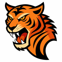 Angry hunting tiger vector illustration