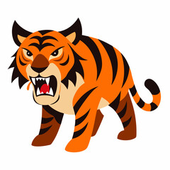 Angry hunting tiger vector illustration