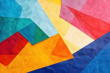contemporary abstract composition with overlapping geometric shapes in vibrant risograph colors textured paper effect with slight misalignment
